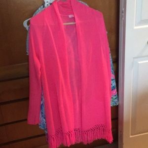 Lilly pulitzer sweater cardigan with fringe